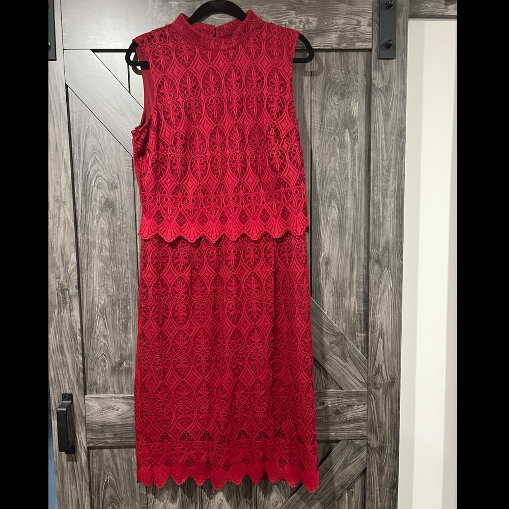Burgundy lace dress, size 12 (worn once)